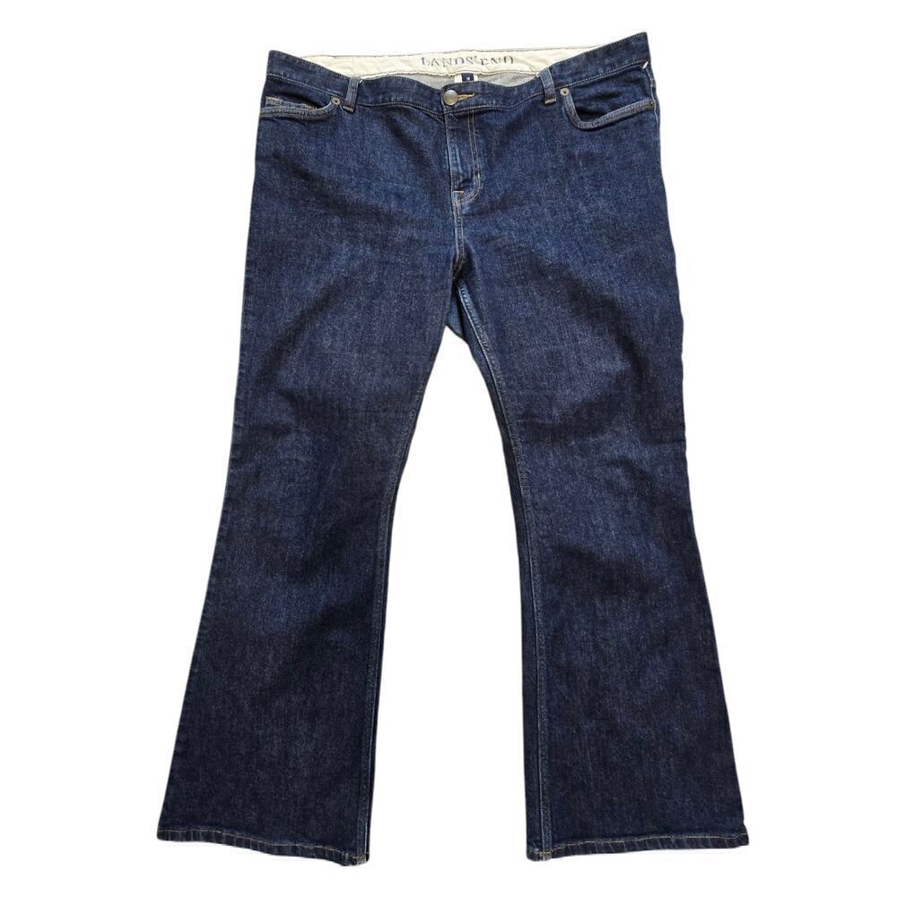 Lands End Plus Women's Classic Fit Jeans Size 18 Straight Leg Dark Wash